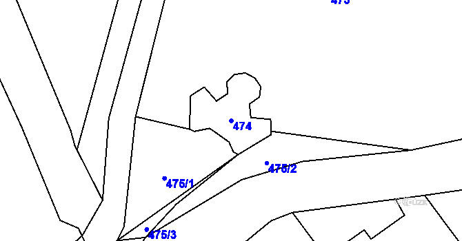 Parcela st. 474 v KÚ Chotiměř u Blížejova, Katastrální mapa