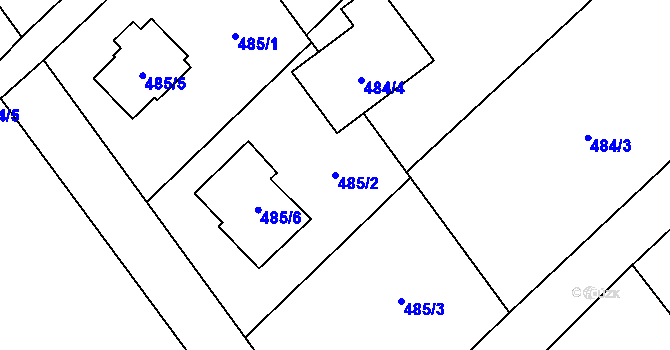 Parcela st. 485/2 v KÚ Chotiměř u Blížejova, Katastrální mapa