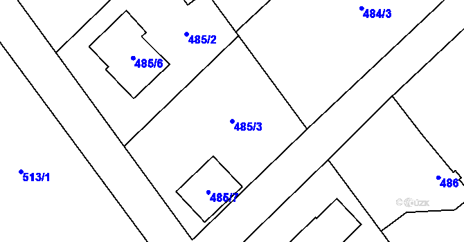 Parcela st. 485/3 v KÚ Chotiměř u Blížejova, Katastrální mapa