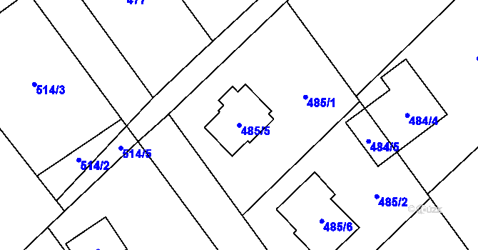 Parcela st. 485/5 v KÚ Chotiměř u Blížejova, Katastrální mapa