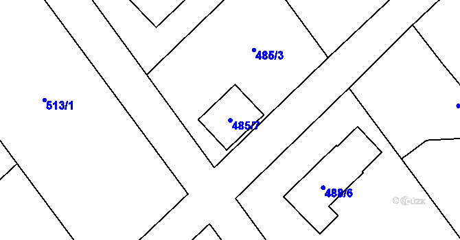 Parcela st. 485/7 v KÚ Chotiměř u Blížejova, Katastrální mapa