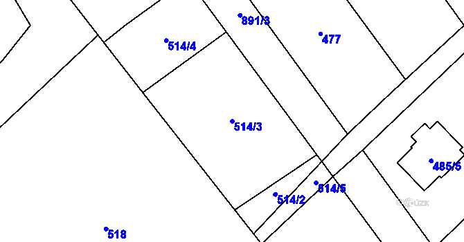 Parcela st. 514/3 v KÚ Chotiměř u Blížejova, Katastrální mapa