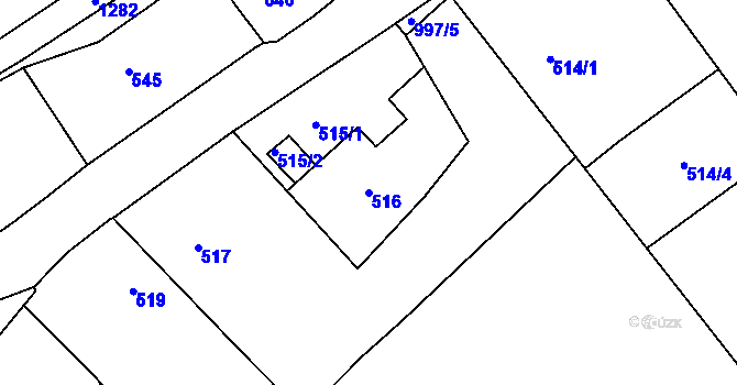 Parcela st. 516 v KÚ Chotiměř u Blížejova, Katastrální mapa