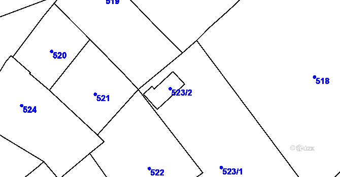 Parcela st. 523/2 v KÚ Chotiměř u Blížejova, Katastrální mapa