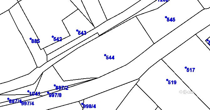 Parcela st. 544 v KÚ Chotiměř u Blížejova, Katastrální mapa