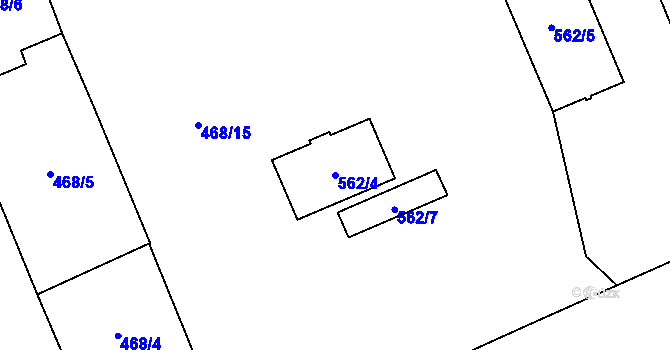 Parcela st. 562/4 v KÚ Chotiměř u Blížejova, Katastrální mapa