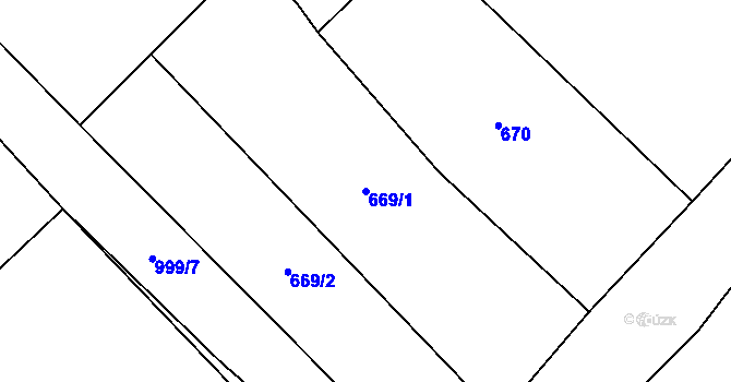 Parcela st. 669/1 v KÚ Chotiměř u Blížejova, Katastrální mapa