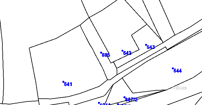 Parcela st. 885 v KÚ Chotiměř u Blížejova, Katastrální mapa