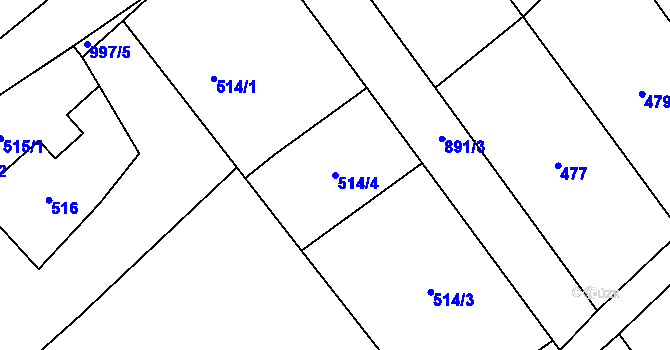 Parcela st. 514/4 v KÚ Chotiměř u Blížejova, Katastrální mapa