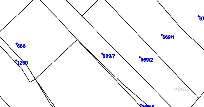 Parcela st. 999/7 v KÚ Chotiměř u Blížejova, Katastrální mapa