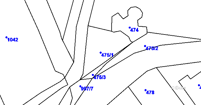 Parcela st. 475/1 v KÚ Chotiměř u Blížejova, Katastrální mapa