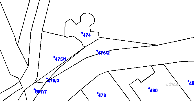 Parcela st. 475/2 v KÚ Chotiměř u Blížejova, Katastrální mapa