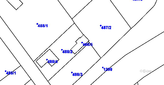 Parcela st. 488/5 v KÚ Chotiměř u Blížejova, Katastrální mapa