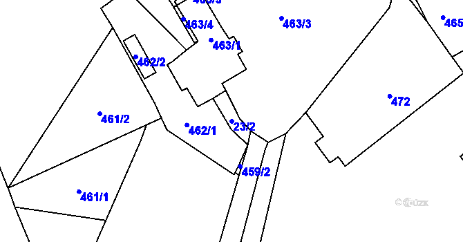 Parcela st. 23/2 v KÚ Chotiměř u Blížejova, Katastrální mapa