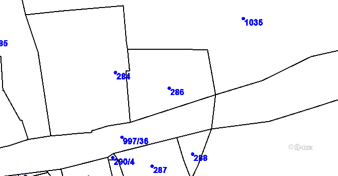 Parcela st. 286 v KÚ Přívozec, Katastrální mapa