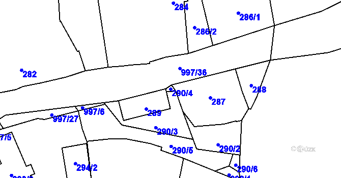 Parcela st. 290/4 v KÚ Přívozec, Katastrální mapa