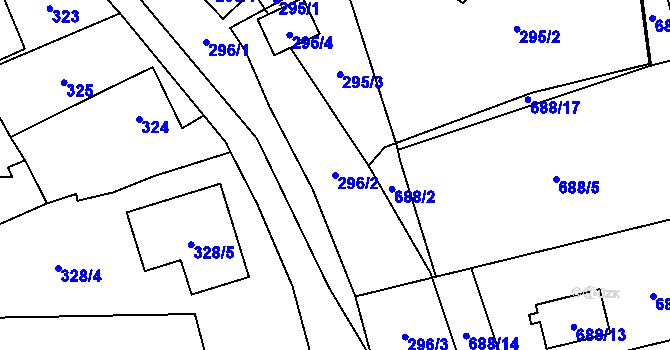Parcela st. 296/2 v KÚ Přívozec, Katastrální mapa