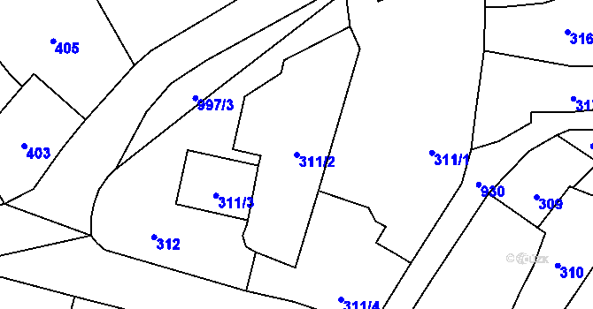 Parcela st. 311/2 v KÚ Přívozec, Katastrální mapa