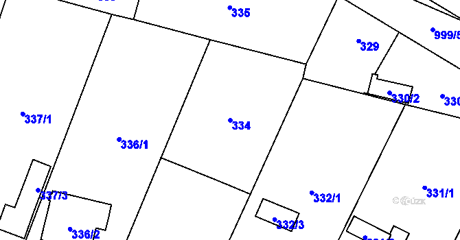 Parcela st. 334 v KÚ Přívozec, Katastrální mapa