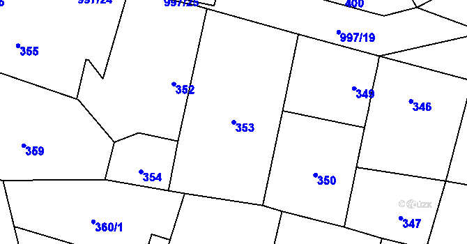 Parcela st. 353 v KÚ Přívozec, Katastrální mapa
