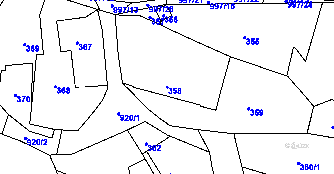 Parcela st. 358 v KÚ Přívozec, Katastrální mapa