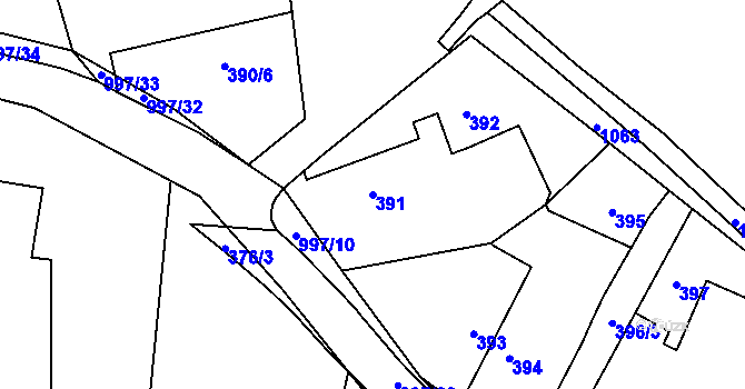 Parcela st. 391 v KÚ Přívozec, Katastrální mapa