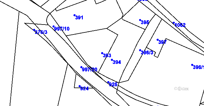 Parcela st. 393 v KÚ Přívozec, Katastrální mapa