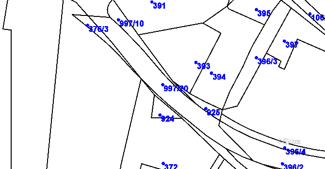 Parcela st. 997/20 v KÚ Přívozec, Katastrální mapa