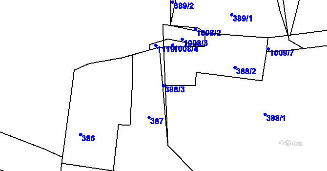 Parcela st. 388/3 v KÚ Přívozec, Katastrální mapa