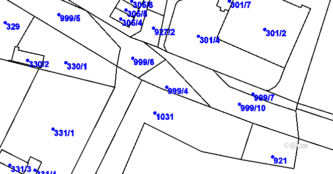 Parcela st. 999/4 v KÚ Přívozec, Katastrální mapa