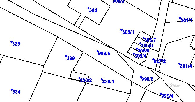 Parcela st. 999/5 v KÚ Přívozec, Katastrální mapa