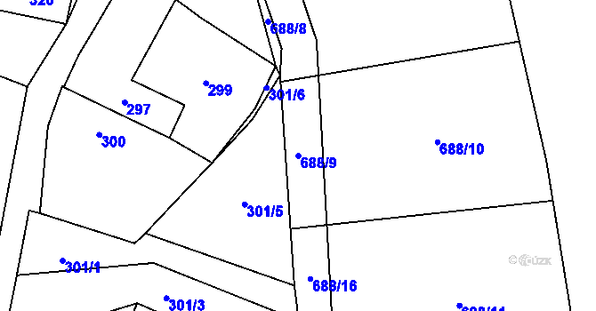 Parcela st. 688/9 v KÚ Přívozec, Katastrální mapa
