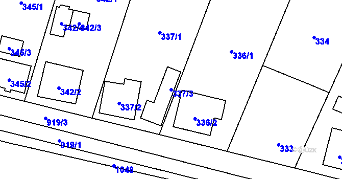 Parcela st. 337/3 v KÚ Přívozec, Katastrální mapa