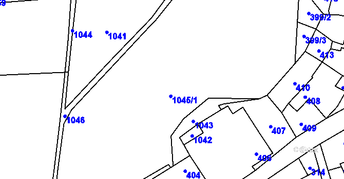 Parcela st. 1045 v KÚ Přívozec, Katastrální mapa