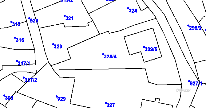 Parcela st. 328/4 v KÚ Přívozec, Katastrální mapa