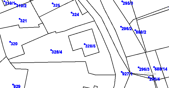 Parcela st. 328/5 v KÚ Přívozec, Katastrální mapa