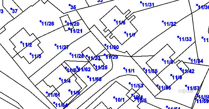 Parcela st. 11/29 v KÚ Blíževedly, Katastrální mapa