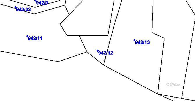 Parcela st. 942/12 v KÚ Blíževedly, Katastrální mapa