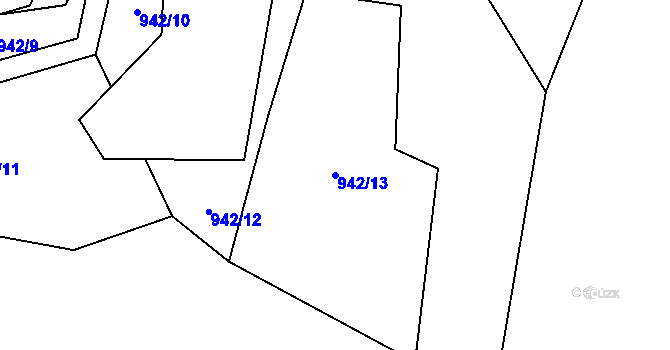 Parcela st. 942/13 v KÚ Blíževedly, Katastrální mapa