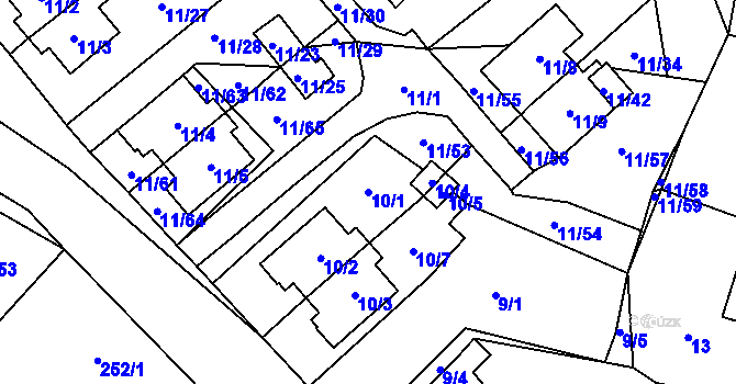 Parcela st. 10/1 v KÚ Blíževedly, Katastrální mapa