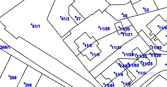 Parcela st. 11/2 v KÚ Blíževedly, Katastrální mapa