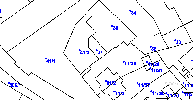 Parcela st. 37 v KÚ Blíževedly, Katastrální mapa