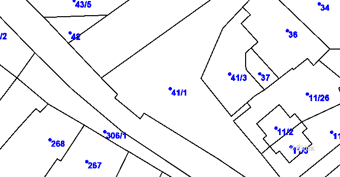 Parcela st. 41/1 v KÚ Blíževedly, Katastrální mapa