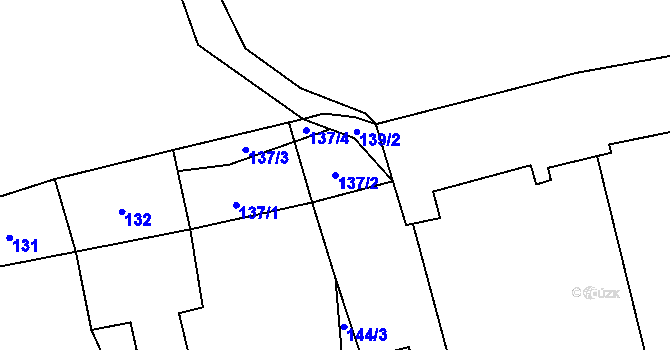 Parcela st. 137/2 v KÚ Blíževedly, Katastrální mapa