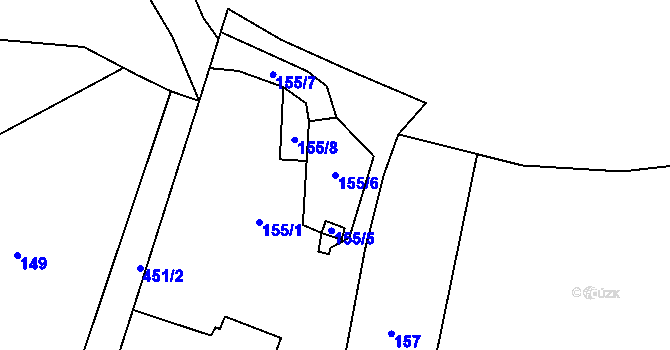 Parcela st. 155/6 v KÚ Blíževedly, Katastrální mapa