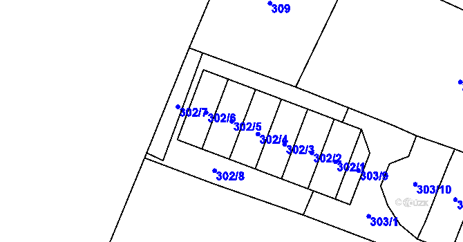 Parcela st. 302/5 v KÚ Blíževedly, Katastrální mapa