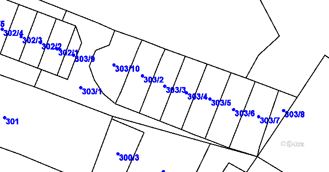 Parcela st. 303/3 v KÚ Blíževedly, Katastrální mapa