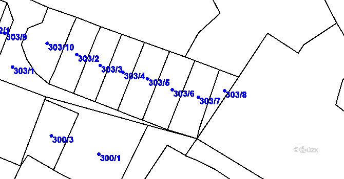 Parcela st. 303/6 v KÚ Blíževedly, Katastrální mapa