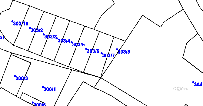 Parcela st. 303/7 v KÚ Blíževedly, Katastrální mapa