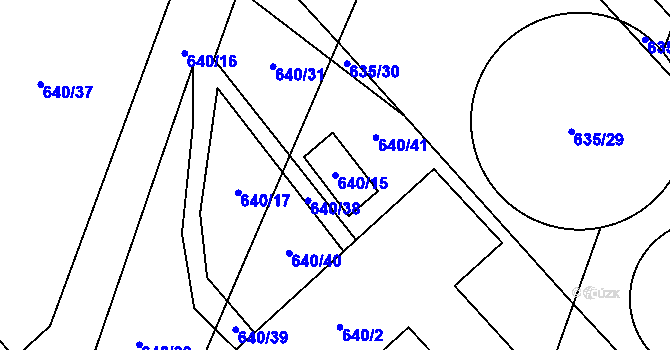 Parcela st. 640/15 v KÚ Blíževedly, Katastrální mapa